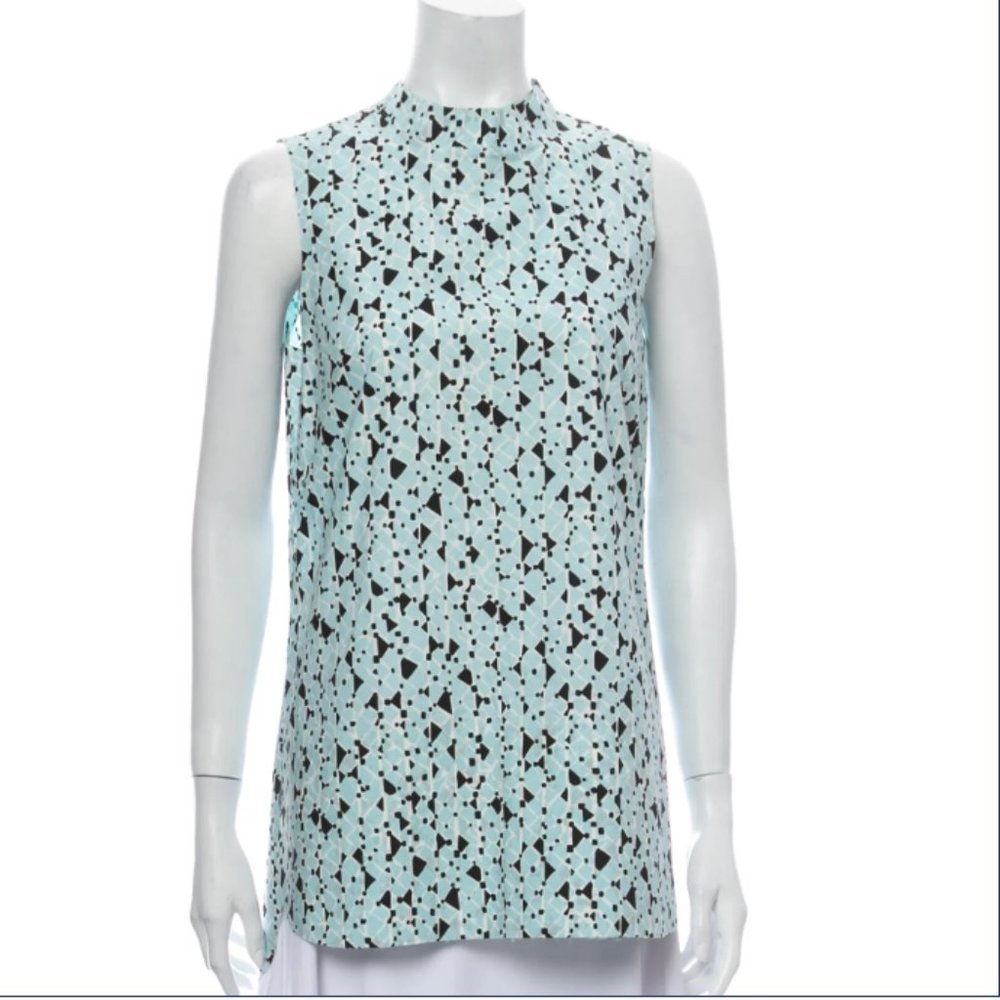 Marni Sleeveless Mock/High Neck Shirt/Top/Blouse Raw Edge 100% Cotton IT40/US2-4